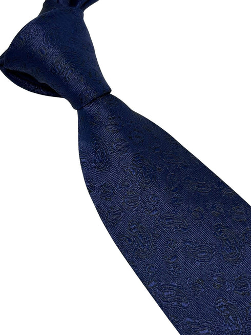 dark navy blue tie with subtle paisley design